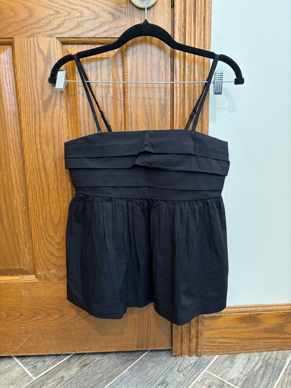 Lucky Brand Black Pleated Adjustable Strap Cami NWT XS Summer Minimalist Boho